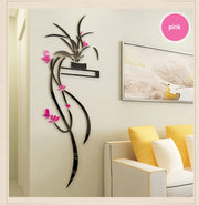 Orchid Acrylic Mirror Wall Stickers – Self-Adhesive Flower Home Decor