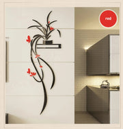 Orchid Acrylic Mirror Wall Stickers – Self-Adhesive Flower Home Decor