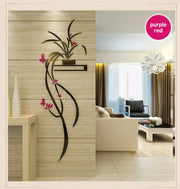 Orchid Acrylic Mirror Wall Stickers – Self-Adhesive Flower Home Decor