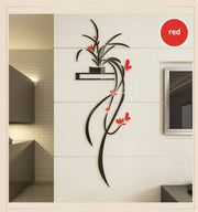 Orchid Acrylic Mirror Wall Stickers – Self-Adhesive Flower Home Decor