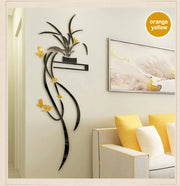 Orchid Acrylic Mirror Wall Stickers – Self-Adhesive Flower Home Decor