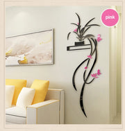 Orchid Acrylic Mirror Wall Stickers – Self-Adhesive Flower Home Decor