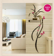 Orchid Acrylic Mirror Wall Stickers – Self-Adhesive Flower Home Decor