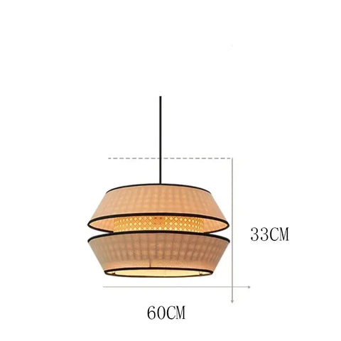 Restaurant Rattan Hanging Lamp Farmhouse Living Room LED Ceiling Chandelier Kitchen Island Pendant Light for Home and Decoration