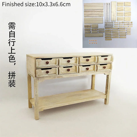 Mini DIY Wooden Furniture Set – Dollhouse Flower Rack Accessories