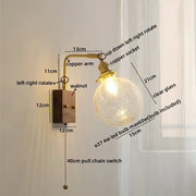 WHD Nordic Modern LED Wall Lamp, Glass & Copper Light Fixture for Bedroom, Living Room, Bathroom