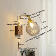 WHD Nordic Modern LED Wall Lamp, Glass & Copper Light Fixture for Bedroom, Living Room, Bathroom