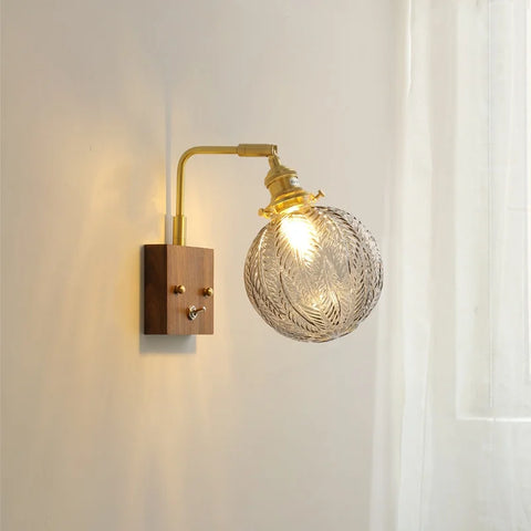 WHD Nordic Modern LED Wall Lamp, Glass & Copper Light Fixture for Bedroom, Living Room, Bathroom