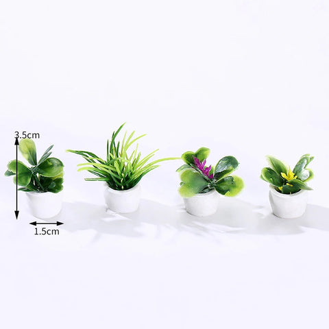 4PCS Mini Potted Plants – Dollhouse Miniature Furniture & Home Decor