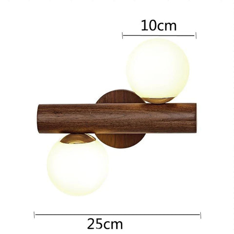 Wooden Wall Lamps for Living Room Bedside Glass ball Decor Luminaires Stairs Aisle Rest Area Farmhouse Background Wall sconce