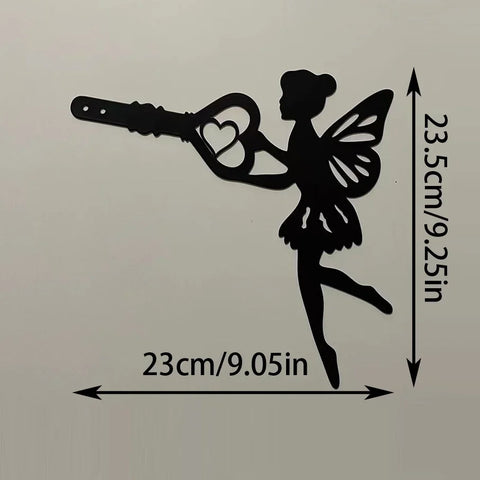 1pc Angel On Branch Steel Silhouette Metal Wall Art