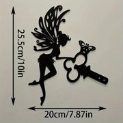 1pc Angel On Branch Steel Silhouette Metal Wall Art