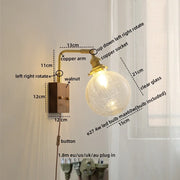 WHD Nordic Modern LED Wall Lamp, Glass & Copper Light Fixture for Bedroom, Living Room, Bathroom