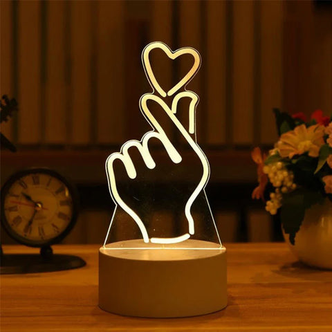 3D LED Night Light – Acrylic Neon Lamp for Home, Bedroom, Xmas, or Gifts