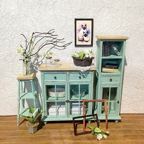 Mini DIY Wooden Furniture Set – Dollhouse Flower Rack Accessories