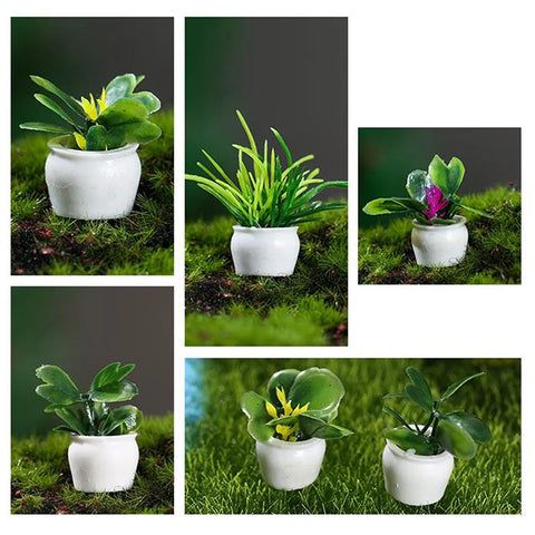 4PCS Mini Potted Plants – Dollhouse Miniature Furniture & Home Decor