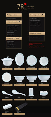 Chinese Bone China Bowls & Chopsticks Set with Hand-Drawn Gold Design, Kitchen Accessories, Housewarming Gift