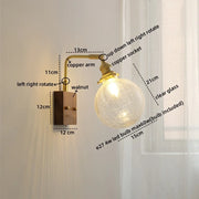 WHD Nordic Modern LED Wall Lamp, Glass & Copper Light Fixture for Bedroom, Living Room, Bathroom