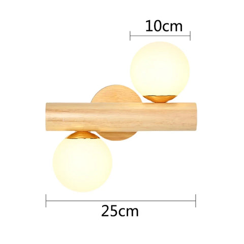 Wooden Wall Lamps for Living Room Bedside Glass ball Decor Luminaires Stairs Aisle Rest Area Farmhouse Background Wall sconce