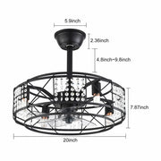 Caged Ceiling Fan w/ Light Farmhouse Remote 3 Speeds Enclosed Ceiling Fan Lamp room decor