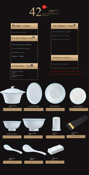 Chinese Bone China Bowls & Chopsticks Set with Hand-Drawn Gold Design, Kitchen Accessories, Housewarming Gift