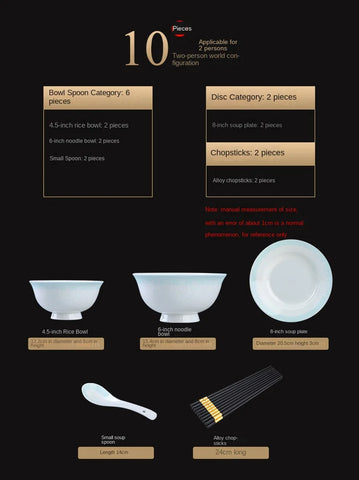 Chinese Bone China Bowls & Chopsticks Set with Hand-Drawn Gold Design, Kitchen Accessories, Housewarming Gift