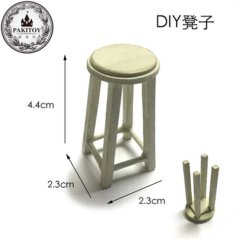 Mini DIY Wooden Furniture Set – Dollhouse Flower Rack Accessories